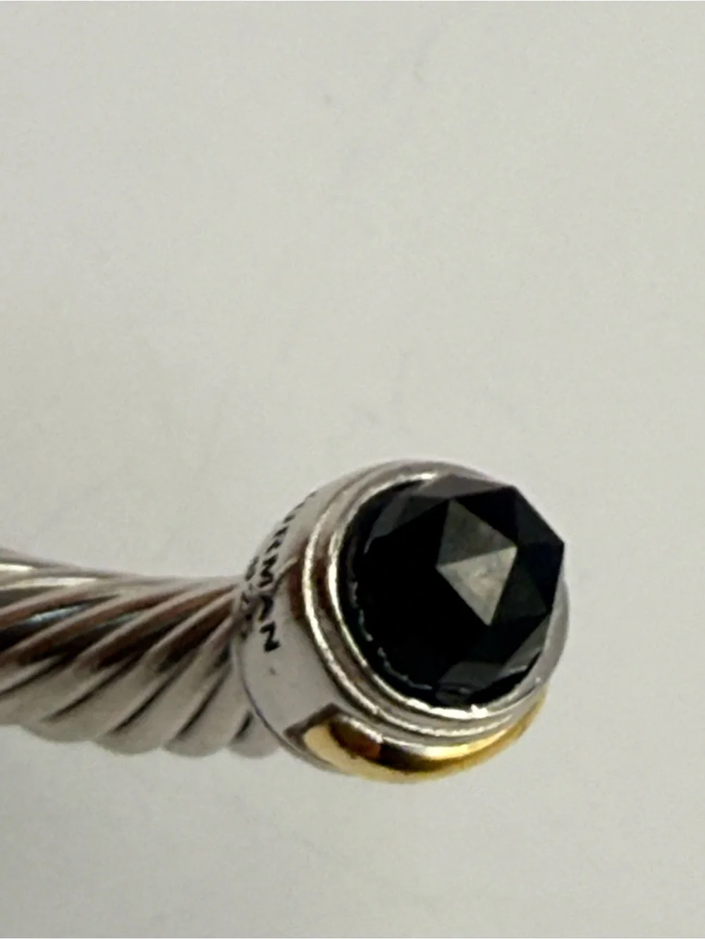 David Yurman 7mm Silver & 14k Gold Cable Bracelet Black Onyx New